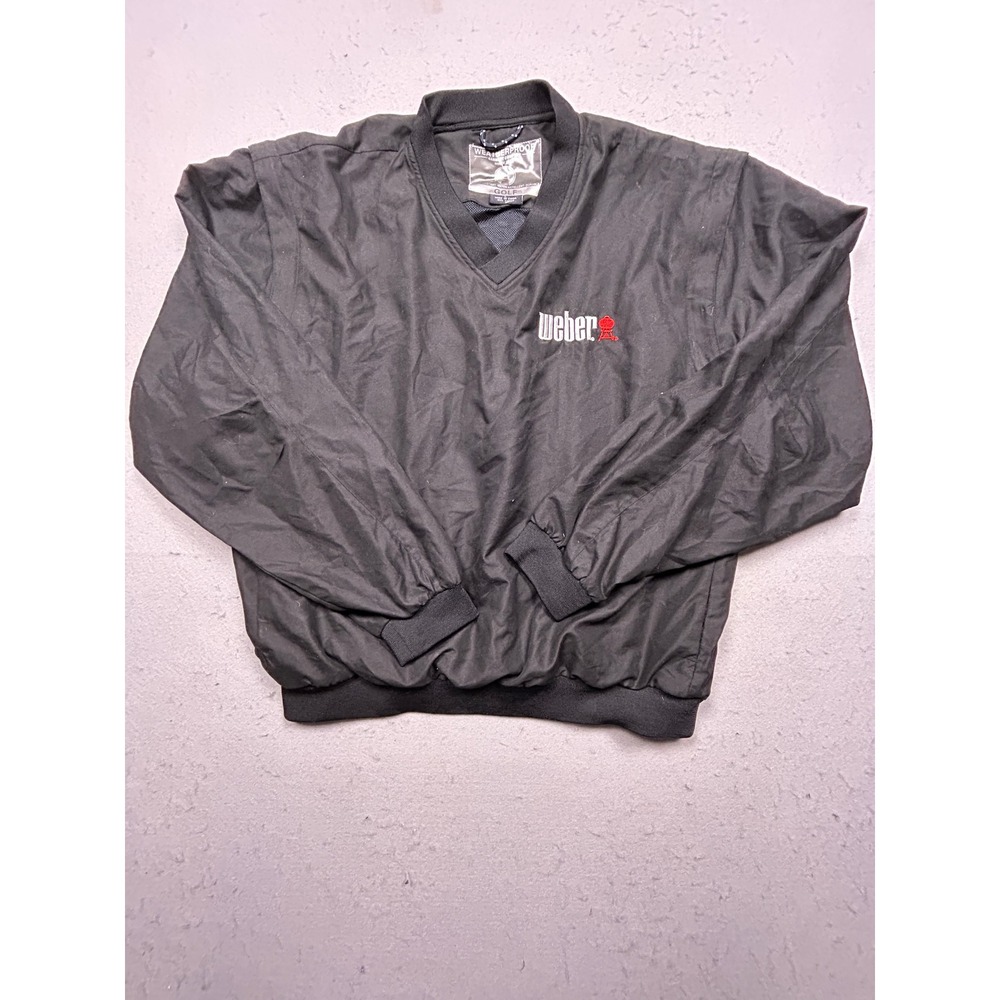 Weatherproof Golf Windshirt Polyester Black Weber Logo Large Mens
